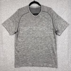 Lululemon Shirt Mens Size L Metal Vent Tech Short Sleeve V Neck in Slate White